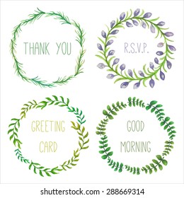 Floral Frame set of  retro flowers arranged un a shape of the wreath perfect for wedding invitations and birthday cards
