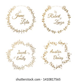 Floral frame set for wedding Vector.