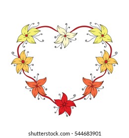 Floral frame in shape of heart