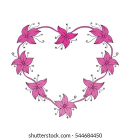 Floral frame in shape of heart