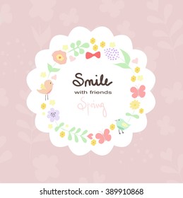 Floral Frame. a shape of the wreath perfect for wedding invitations and birthday cards