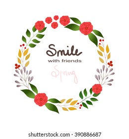 Floral Frame. a shape of the wreath perfect for wedding invitations and birthday cards