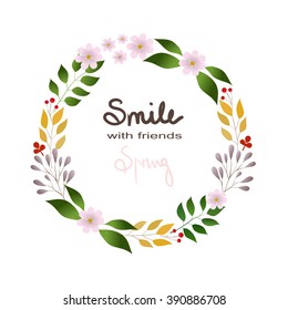 Floral Frame. a shape of the wreath perfect for wedding invitations and birthday cards