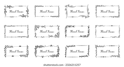 Floral frame shapes element collection. Set of floral frame decoration