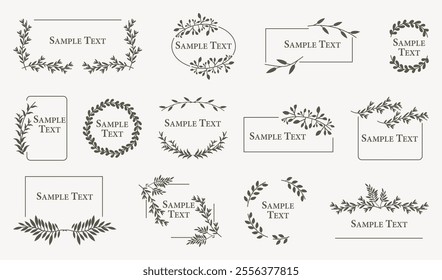 Floral frame shapes element collection. Set of floral frame decoration
