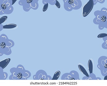 Floral frame with simple vector flowers