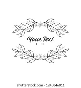 floral frame Simple wedding wreath vector hand drawn illustration