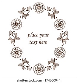 Floral frame. Sketch element for design. Eps 10 vector illustration
