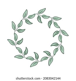 Floral frame in sketch style on white background. Floral sketch. Vintage frame logo. Hand drawn. Line icon. Line art. Vector design.
