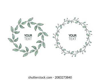 Floral frame in sketch style on white background. Floral sketch. Vintage frame logo. Hand drawn. Line icon. Line art. Vector design.