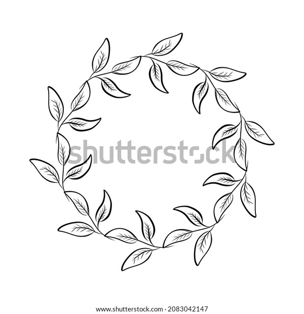 Floral frame in sketch style on white background.\
Floral sketch. Vintage frame logo. Hand drawn. Line icon. Line art.\
Vector design.