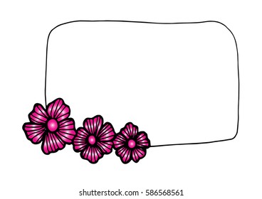 floral frame. sketchy style. hand drawn 