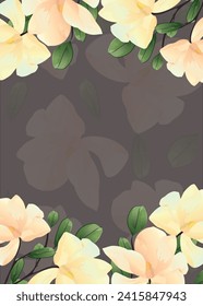 Floral Frame with space for text. Magnolia Blossom. Floral Background with Flowers. Magnolia Frame. Aspect ratio 5:7