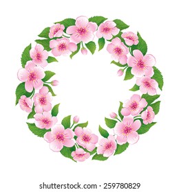 Floral Frame. Spring flowers arranged un a shape of the wreath perfect for wedding greeting cards, mother day