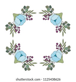 floral frame square flowers decoration