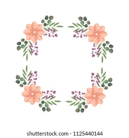 floral frame square flowers decoration