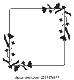 floral frame square line isolated icon