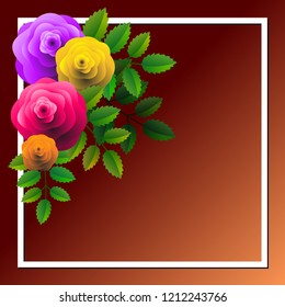 Floral frame with stylized roses. Ideal for integrating a custom dedication or message.