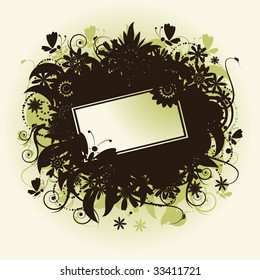 Floral frame, summer illustration