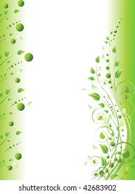 floral frame with swirls and foliage in green with copy-space for your text