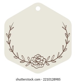 Floral Frame Tag Design Rose Leaf Flower Theme Template Element Vector