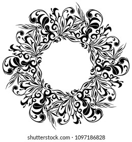 Floral frame, tattoo, vector illustration