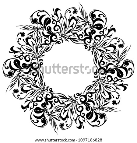 Floral frame, tattoo, vector illustration