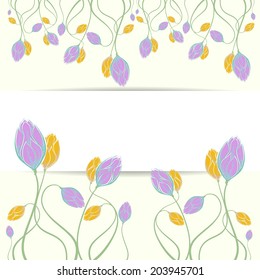 Floral frame. Template frame design for card, flyers or cover.