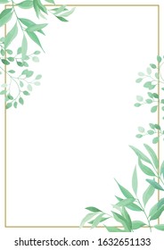 Floral Frame Template Green Leaves Border Stock Vector (Royalty Free ...