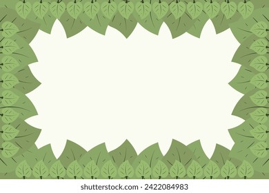 Floral frame template. Green leaves border. Leaf frame