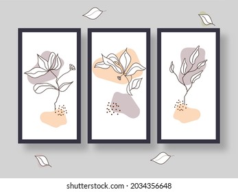 Marco Floral O Diseño De Plantilla En Tres Opciones.