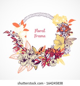 Floral frame template for wedding invitations and birthday cards vector illustration