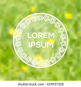 Floral frame for text. Blurred floral background. Spring time.  Vector Illustration.