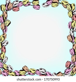Floral frame with tulips, vector illustration