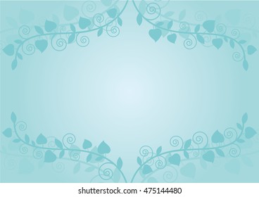 Floral frame vector. Abstract blue background. Floral graphic illustration