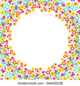 Floral Frame Vector Background Colorful Flowers Stock Vector (Royalty ...