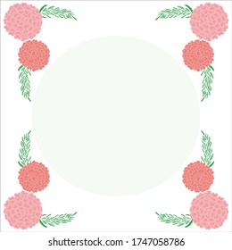 floral  frame vector with blue circle in the middle 