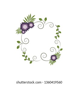 Floral frame vector icon, border on white background