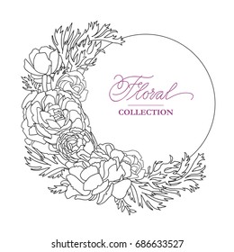 Floral frame. Vector illustration. Good for invitations, wedding design, prints for clothes. Easily transform and change colors to your liking.