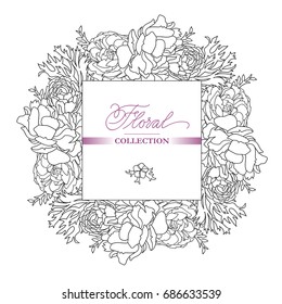 Floral frame. Vector illustration. Good for invitations, wedding design, prints for clothes. Easily transform and change colors to your liking.