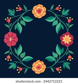 Floral Frame Vector Illustration with minimalistic Detail