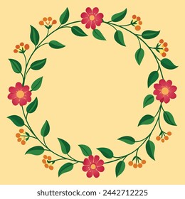 Floral Frame Vector Illustration with minimalistic Detail