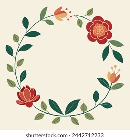 Floral Frame Vector Illustration with minimalistic Detail