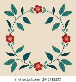 Floral Frame Vector Illustration with minimalistic Detail