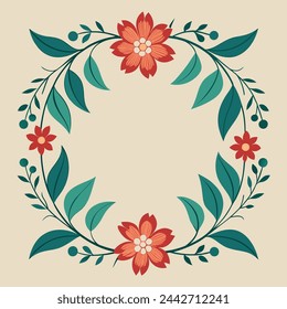 Ilustración vectorial de marco floral con detalle minimalista
