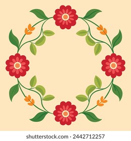 Floral Frame Vector Illustration with minimalistic Detail
