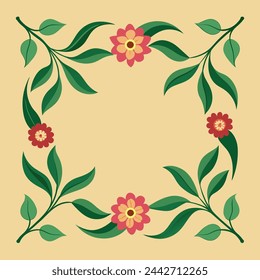 Floral Frame Vector Illustration with minimalistic Detail