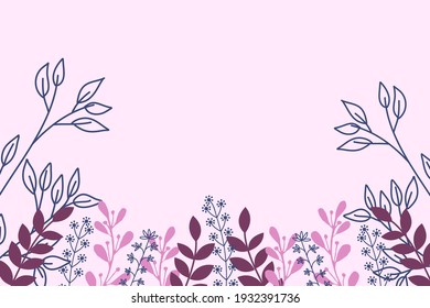 Marco floral. Ilustración vectorial en estilo plano simple con espacio de copia para texto - fondo con plantas y hojas tropicales.