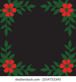 Floral frame vector image on black background