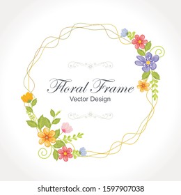Floral Frame Vector, with lineal geometric design. cute, lovely and trendy for Wedding Invitation, thank you, rsvp card etc. designed with flat design 